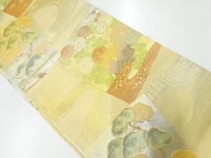 アンティーク 色紙に松・菊模様織出し袋帯(材料)